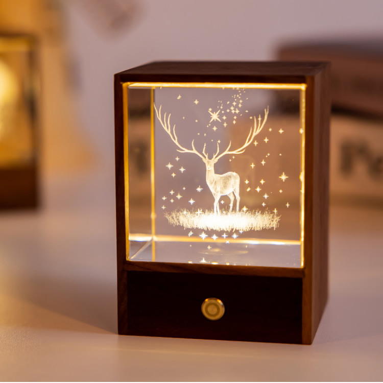 Beautiful Wooden Night Light - Ideal For Holidays And Christmas Gifts
