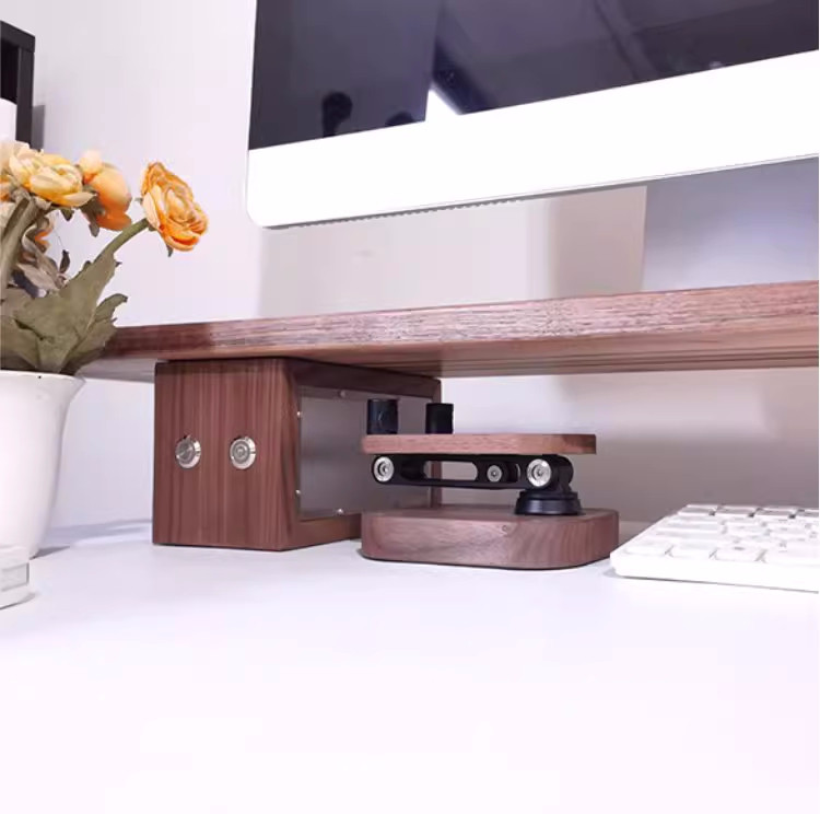 Black Walnut And Aluminum Alloy Phone Stand - Adjustable Angle