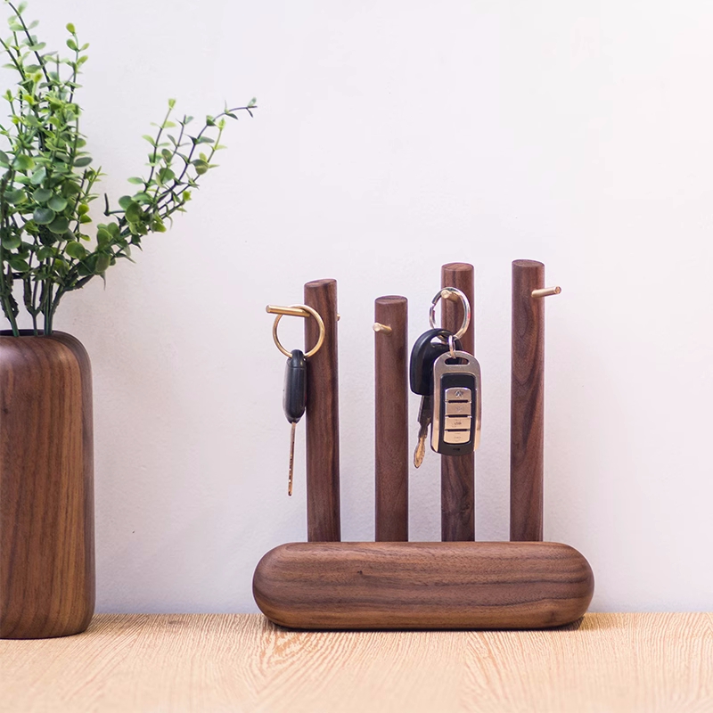 Black Walnut Wood Desk Organizer Holder - Key And Jewelry Storage
