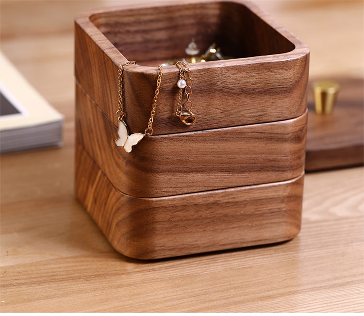 Black Walnut Wood Small Box, Organize Toothpick Cotton Swab, Jewelry