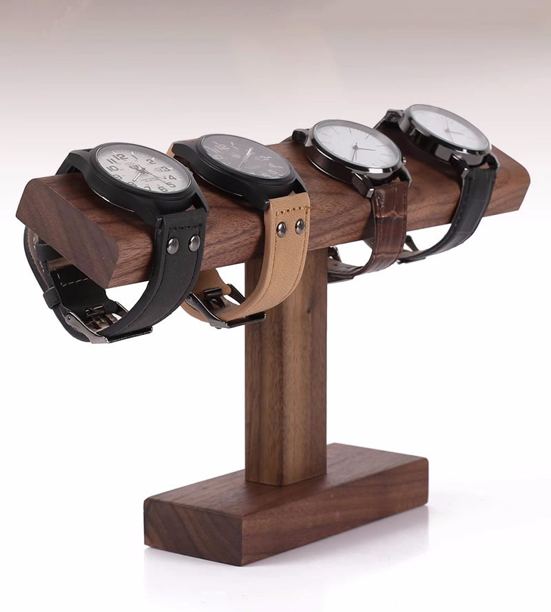 Black Walnut Wood Storage Rack - Watch And Jewelry Display