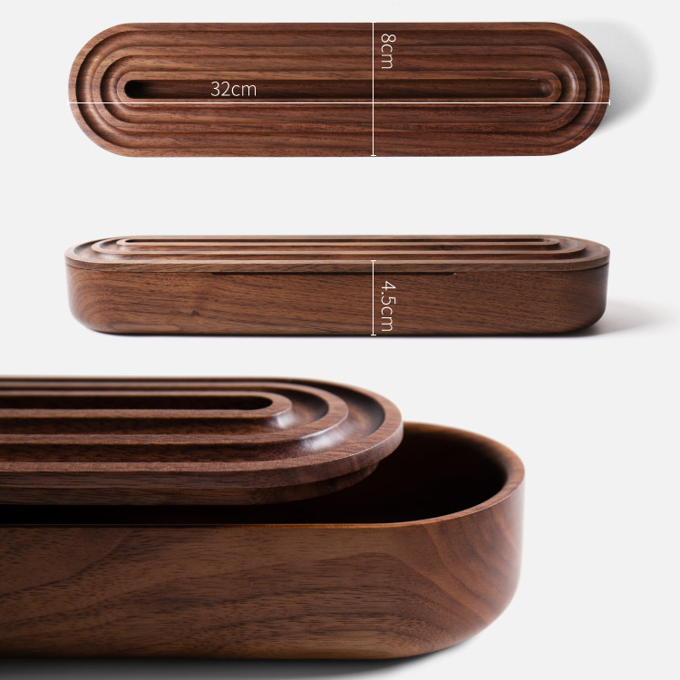 Black Walnut Wooden Office And Study Organizer With Phone Stand