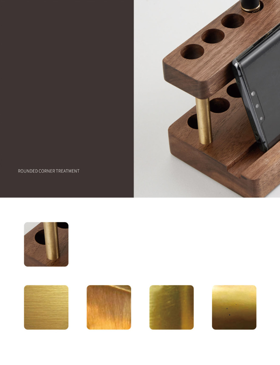 Black Walnut Wooden Pen And Phone Stand