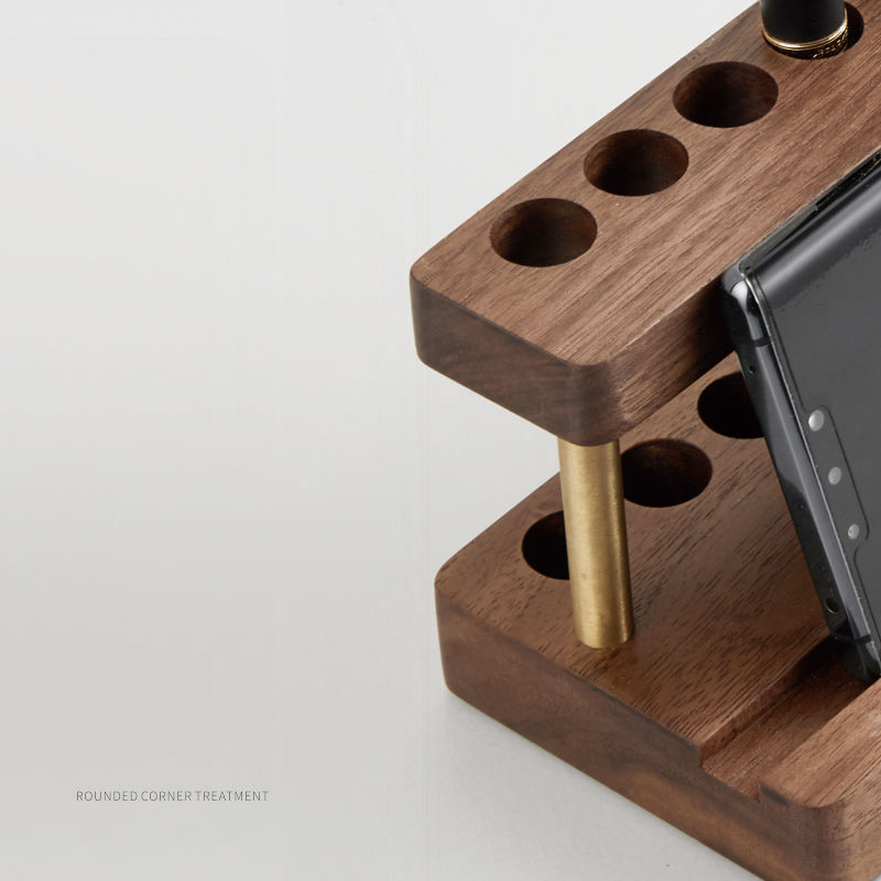 Black Walnut Wooden Pen And Phone Stand