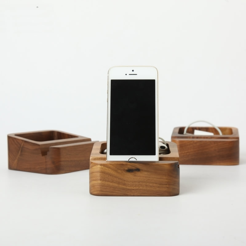 Black Walnut Wooden Phone Stand Small Items Organizer