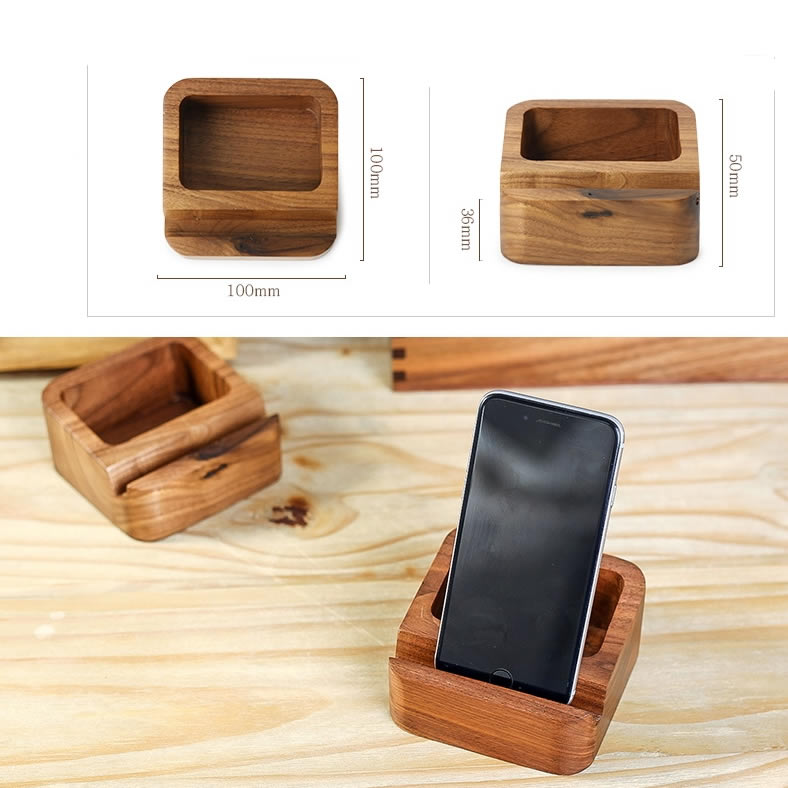 Black Walnut Wooden Phone Stand Small Items Organizer