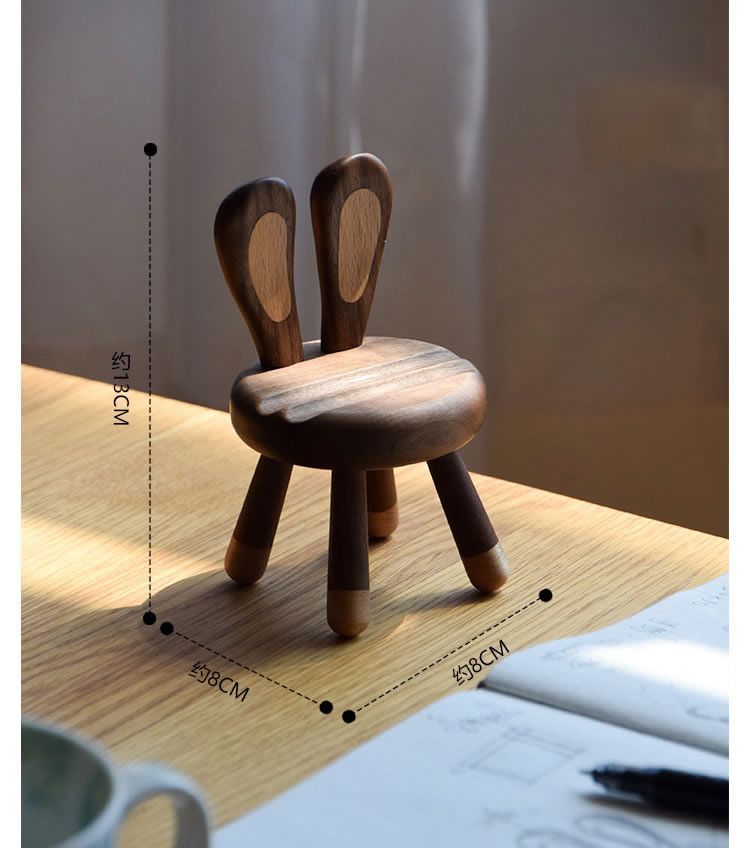 Bunny Ear Chair Phone Holder- Black Walnut Wood