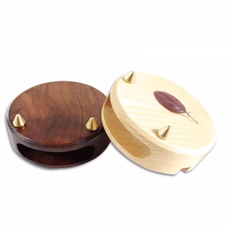 Circular Wooden Phone Stand With Amplification - Carry Anywhere