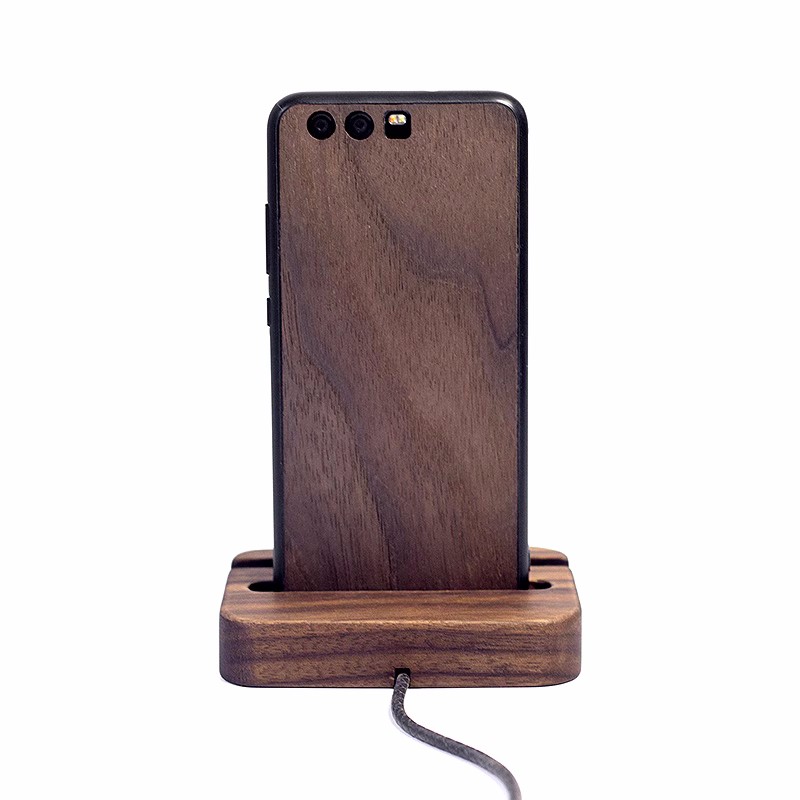 Classic Black Walnut Phone Holder, Wooden Phone Charging Stand