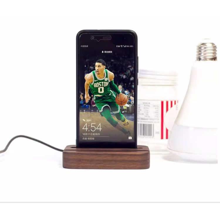 Classic Black Walnut Phone Holder, Wooden Phone Charging Stand