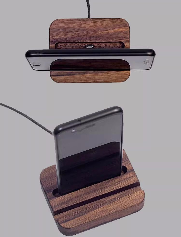 Classic Black Walnut Phone Holder, Wooden Phone Charging Stand