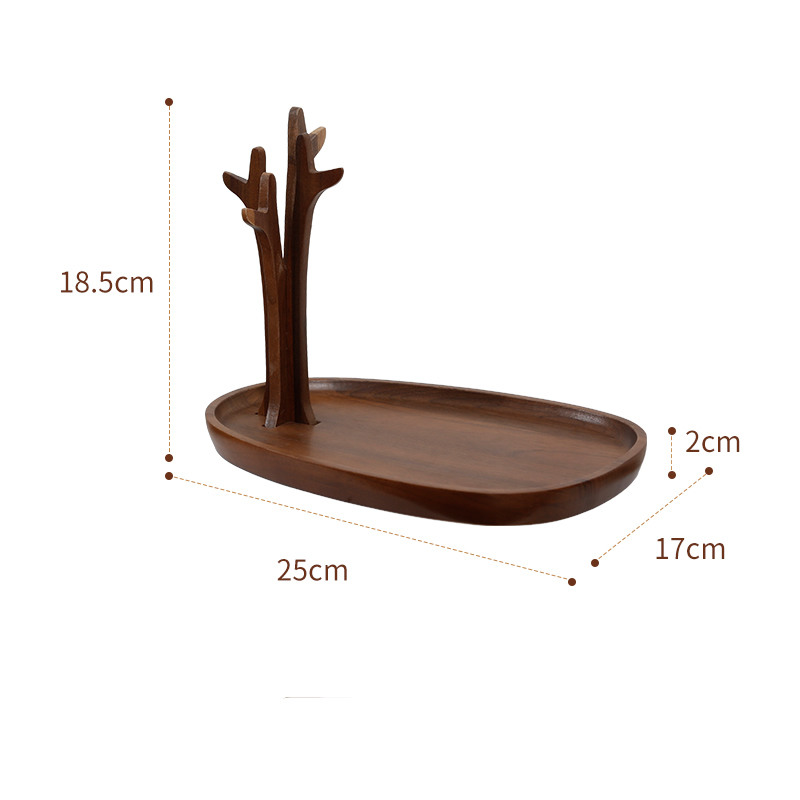 Classical Black Walnut Wood Desktop Tray And Jewelry Organizer Holder