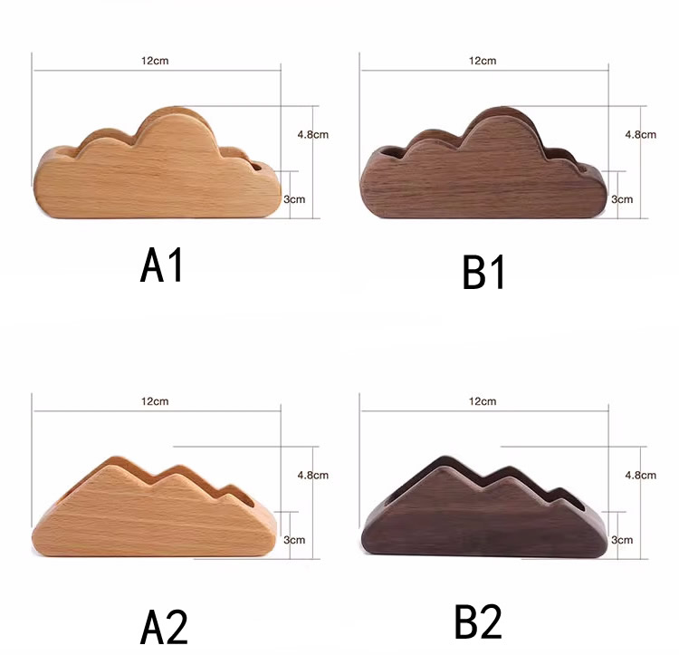 Creative Wooden Cloud Business Card Holder - Office Desk Decor