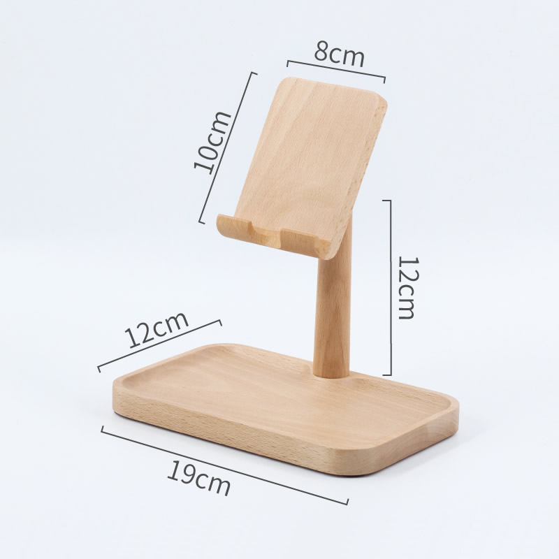 Creative Wooden Phone Holder, Adjustable Angle, Small Storage Tray