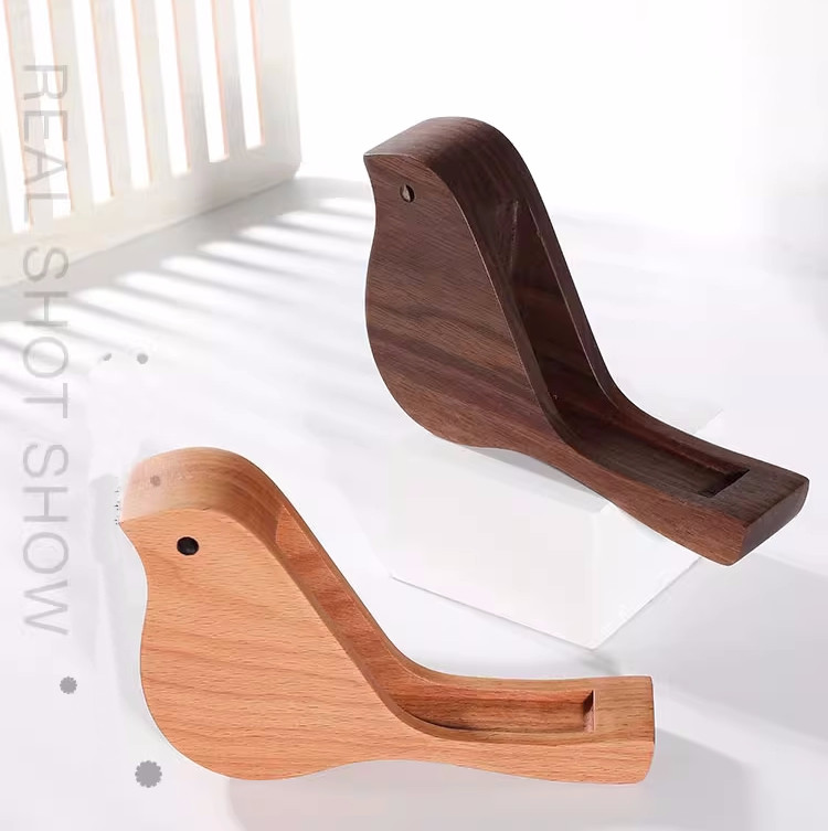 Cute Wooden Bird Business Card Holder - Office Desk Decor