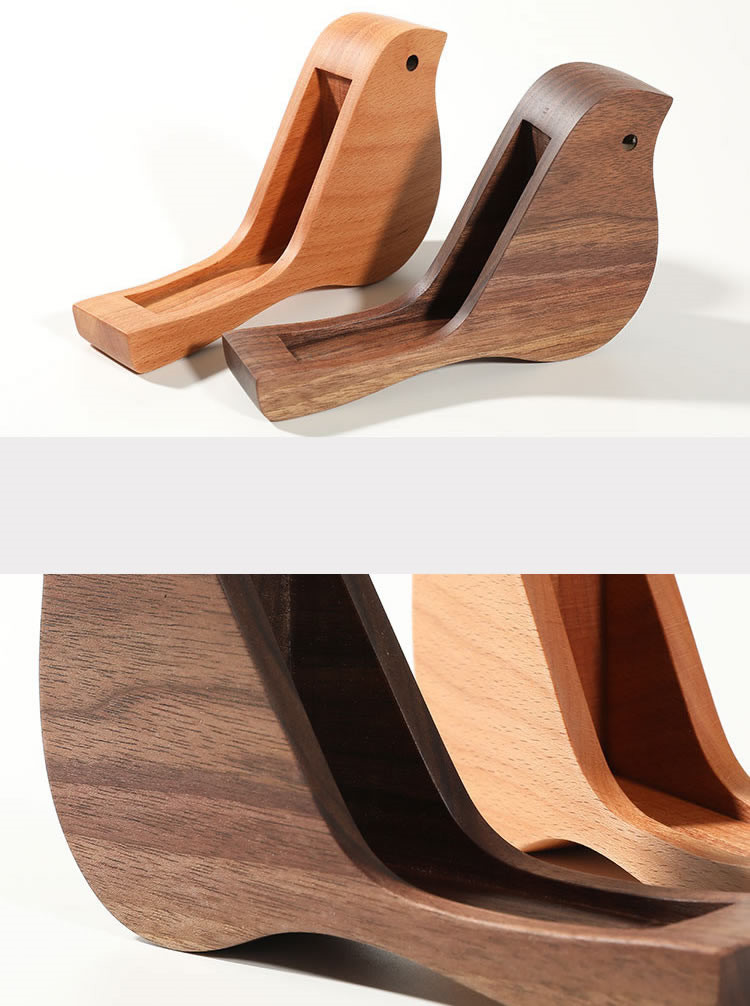 Cute Wooden Bird Business Card Holder - Office Desk Decor