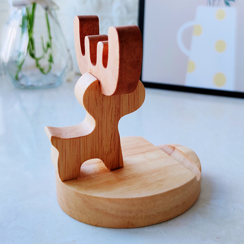Cute Wooden Elk Phone Stand,Animal Phone Holder