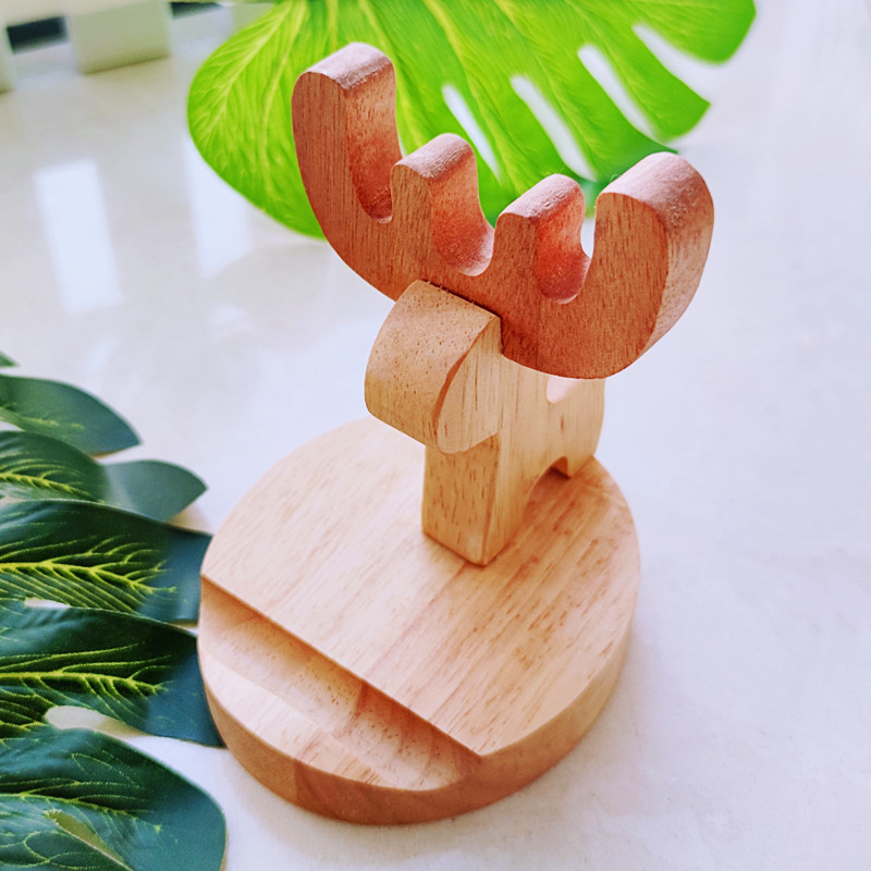 Cute Wooden Elk Phone Stand,Animal Phone Holder