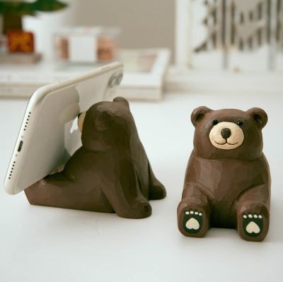 Cute Wooden Bear Cell Phone Holder