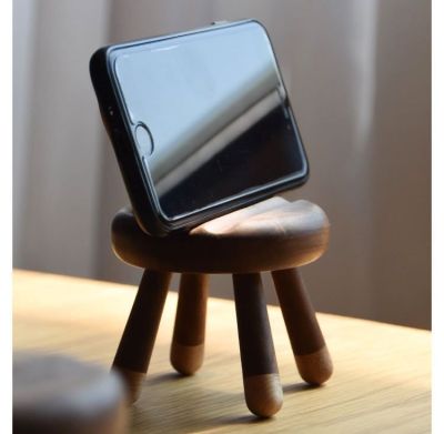 Bunny Ear Chair Phone Holder- Black Walnut Wood