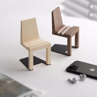 Chair Phone Stand - Creative Black Walnut Wood - Desktop Ornament