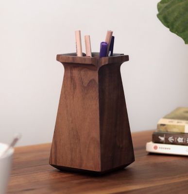  Classical Square Wood Pen Holder