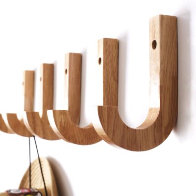 Creative J-Shaped Wooden Wall Hook Home Decoration 6 Pack