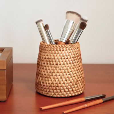 Handcrafted Rattan Pen Holder - Desktop Organizer