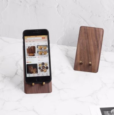 Minimalist Black Walnut And Brass Phone Stand