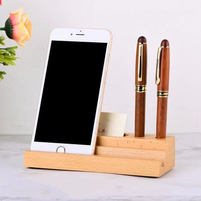 Office Wooden Pen Holder, Business Card Box, iPad&Phone Stand