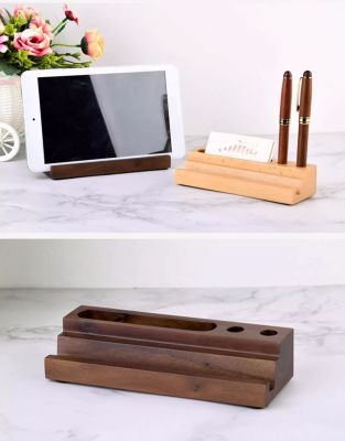 Office Wooden Pen Holder, Business Card Box, iPad&Phone Stand