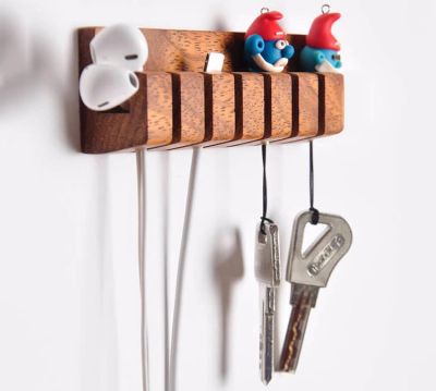 Wall Wooden USB Cable Organizer Rack