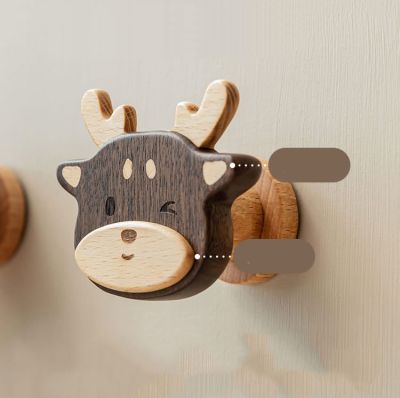 Wooden Animal Wall Decor Hooks,Lion Deer Dog Decoraton