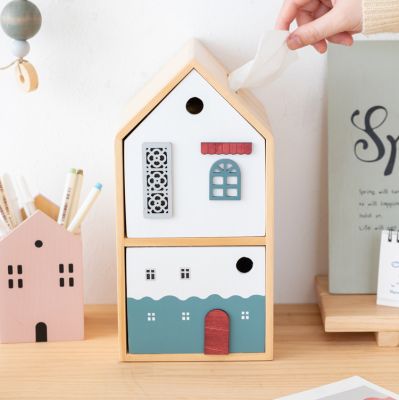 Wooden House Storage Box - Tissue Box and Kids Room Decor
