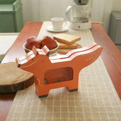 Wooden Orange Little Fox Piggy Bank, Good Idea For Children'S Holiday Gift