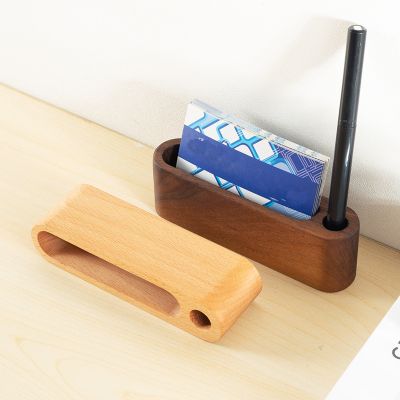 Wooden Pen Holder and Business Card Box Office Organize