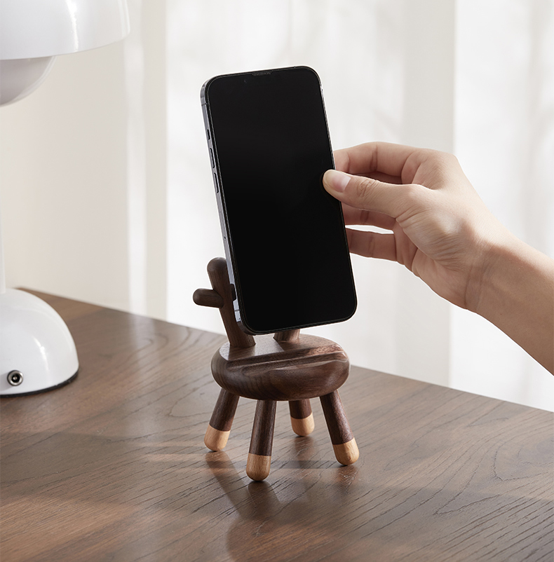 Deer Antler Chair Phone Stand - Black Walnut Wood