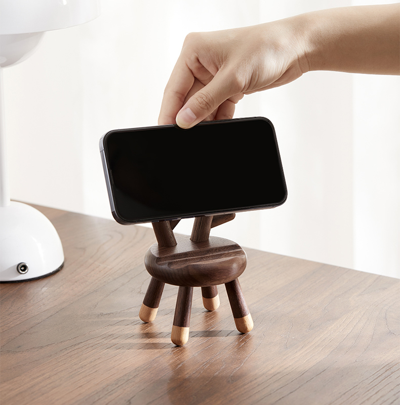 Deer Antler Chair Phone Stand - Black Walnut Wood
