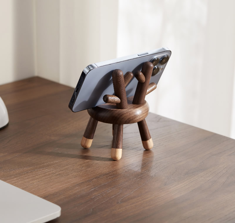Deer Antler Chair Phone Stand - Black Walnut Wood