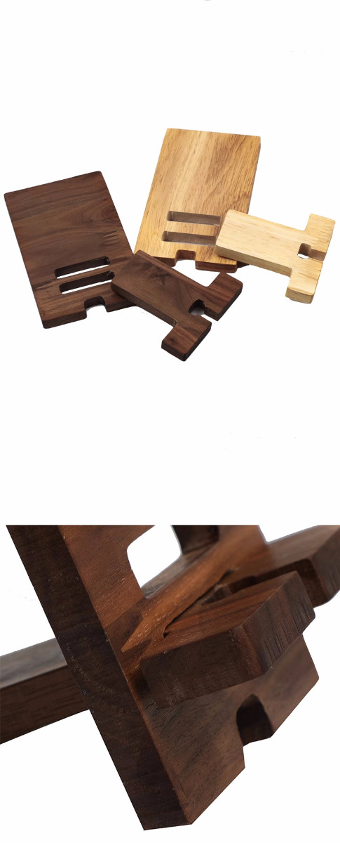 Easy-To-Assemble Wooden Phone Stand - Portable Design