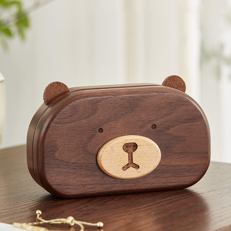 Exquisite Wooden Bear Jewelry Storage Box - Creative Gift For Girls Festivals
