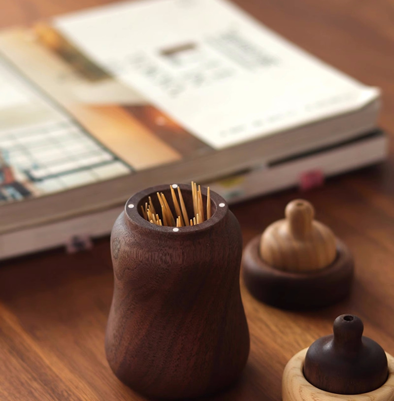 Funny Baby Bottle Shaped Toothpick Holder - Creative Wooden Desktop Decor