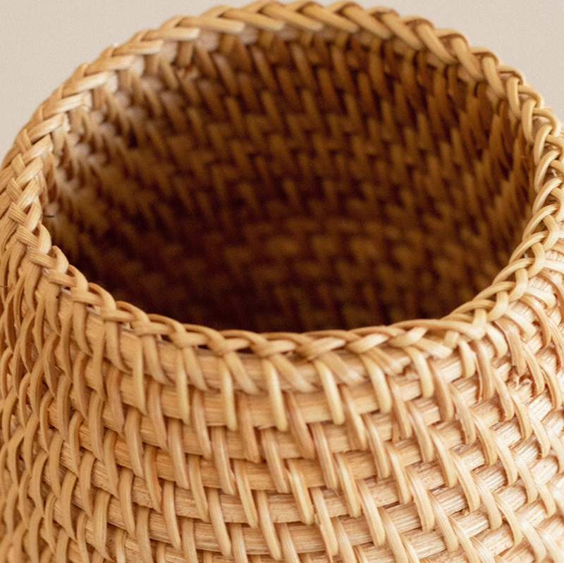 Handcrafted Rattan Pen Holder - Desktop Organizer