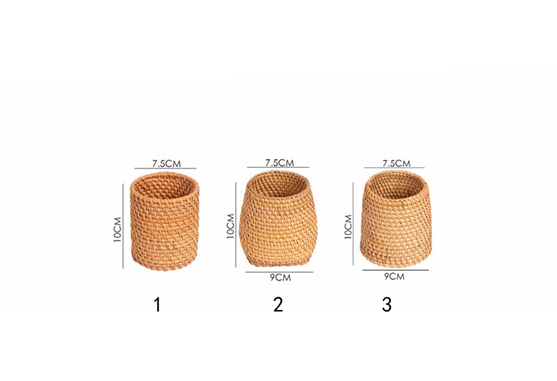 Handcrafted Rattan Pen Holder - Desktop Organizer