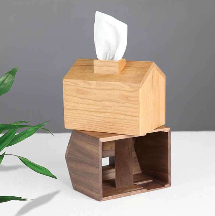 Mini Log Cabin Wooden Tissue Box