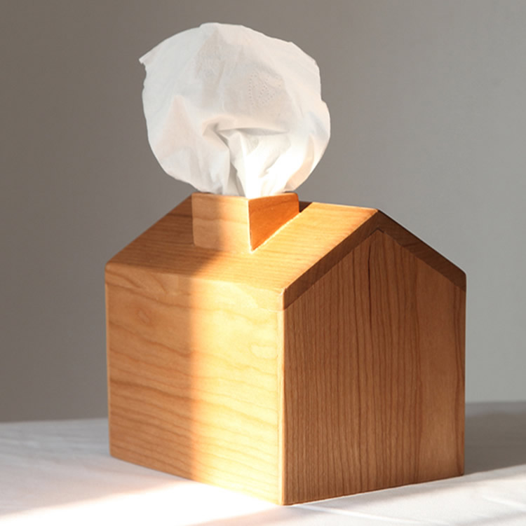 Mini Log Cabin Wooden Tissue Box