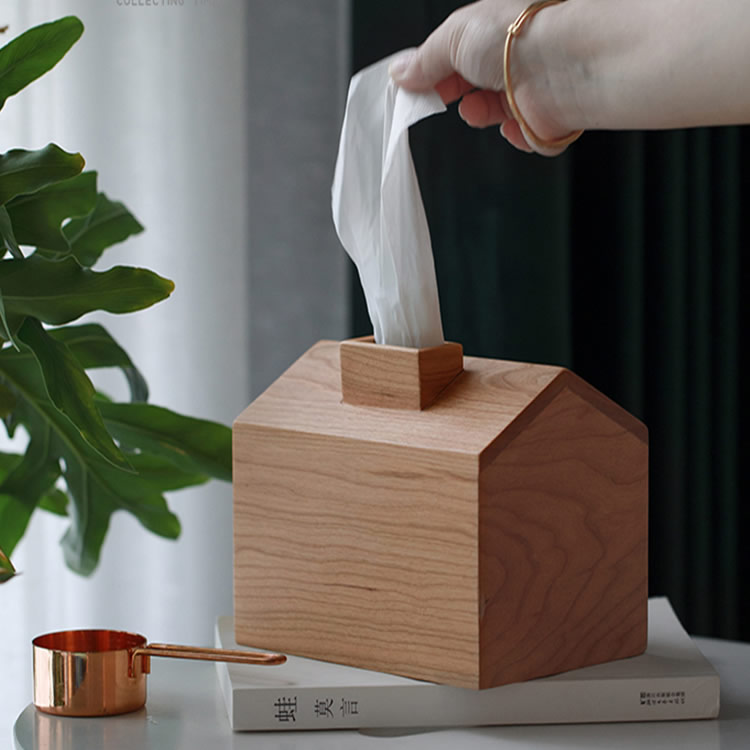 Mini Log Cabin Wooden Tissue Box