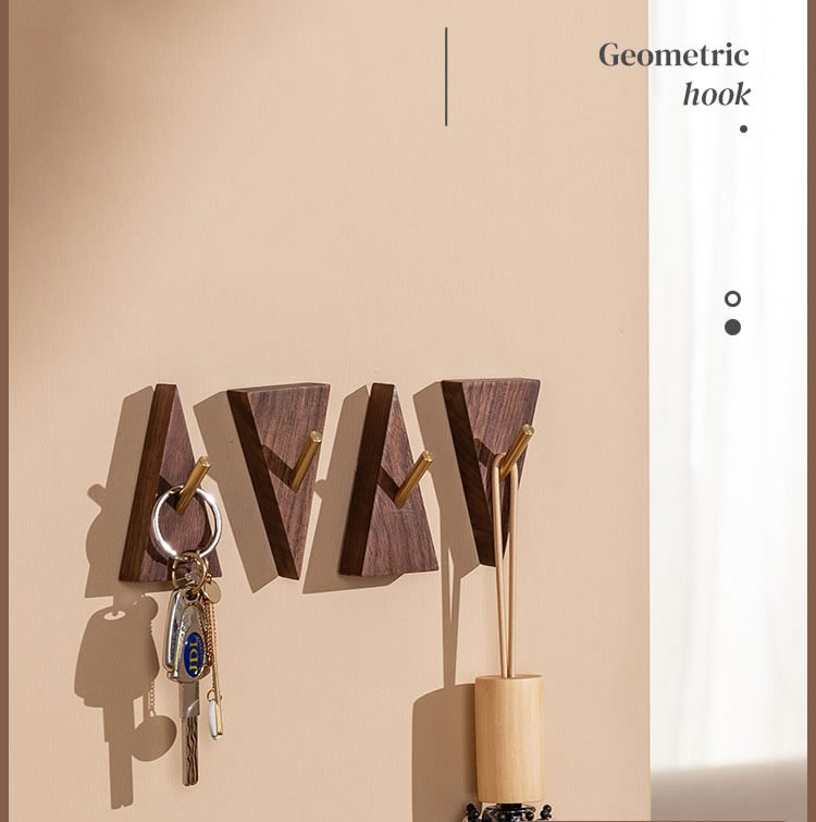 Minimalist Black Walnut And Brass Combination Triangle Wall Hook