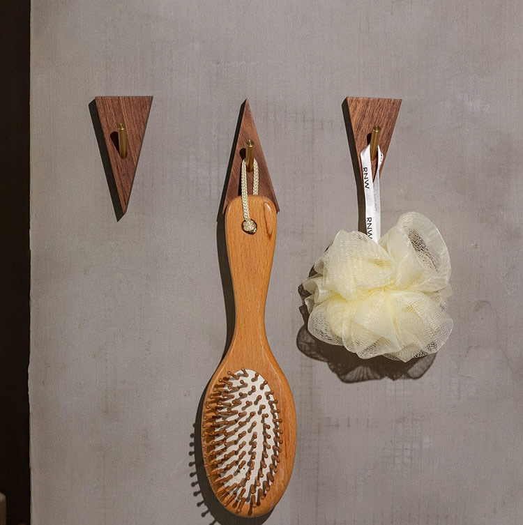 Minimalist Black Walnut And Brass Combination Triangle Wall Hook