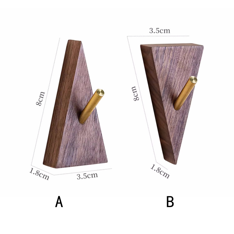 Minimalist Black Walnut And Brass Combination Triangle Wall Hook